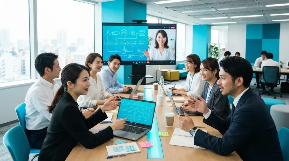完全オンラインライブ型の環境で受講者が画面越しに熱い議論とアウトプットを重ねるD4Lのリアルタイム伴走研修。